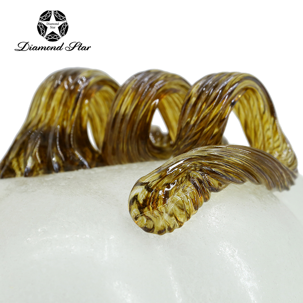79453	 L6.3"W6.3"H7.1" - GLASS PUMPKIN WITH CURLY STEM