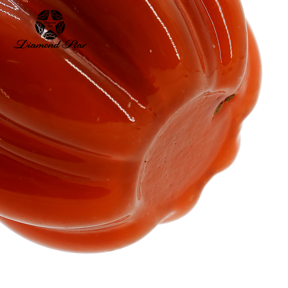 79464	 L6.3"W6.3"H7.1" - GLASS PUMPKIN WITH CURLY STEM