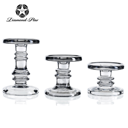 D4.25"H3.5"/4.2" - SET OF 3 GLASS CANDLE HOLDERS