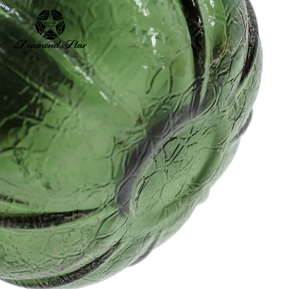 79470	 L7.1"W7.1"H5.9" - CRACKLE GLASS PUMPKIN WITH CURLY STEM