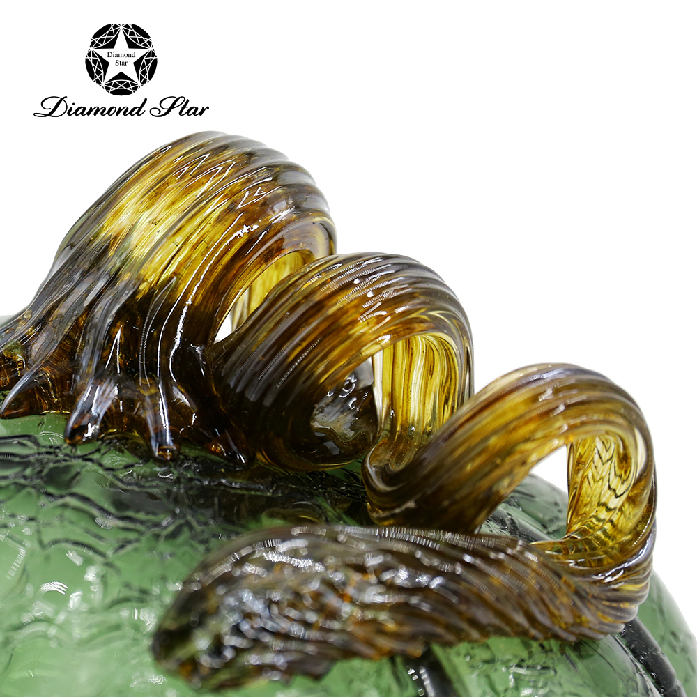 79470	 L7.1"W7.1"H5.9" - CRACKLE GLASS PUMPKIN WITH CURLY STEM
