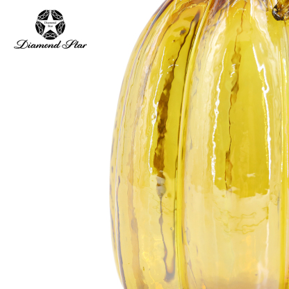 79514	 L5.9"W5.9"H9.1" - CRACKLE GLASS PUMPKIN WITH CURLY STEM