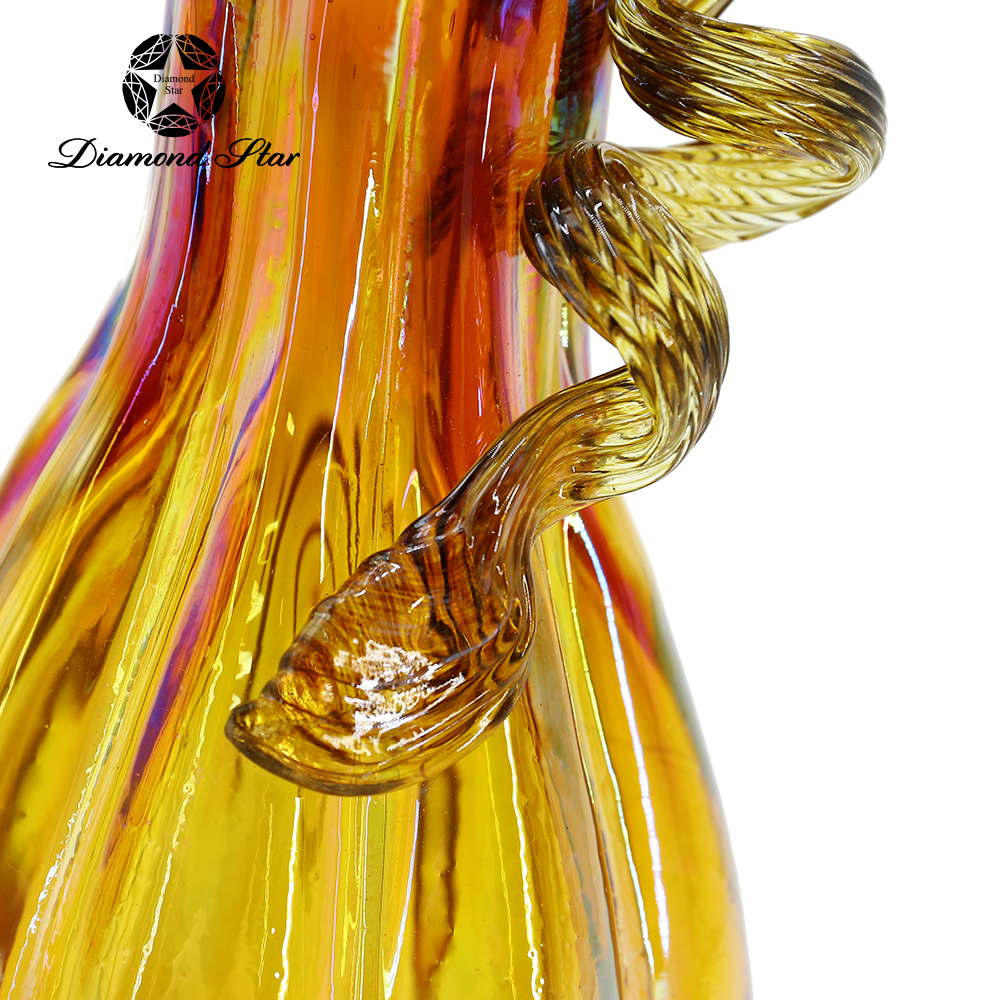 79511	 L4.1"W4.1"H8.3" - GLASS PUMPKIN WITH CURLY STEM