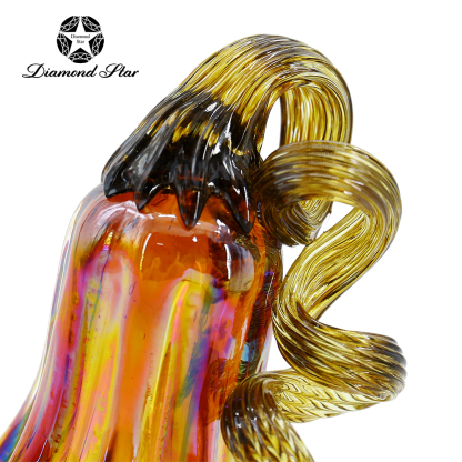 79511	 L4.1"W4.1"H8.3" - GLASS PUMPKIN WITH CURLY STEM