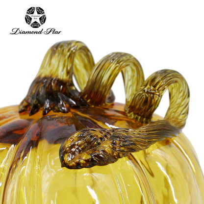 79515	 L5.9"W5.9"H9.1" - GLASS PUMPKIN WITH CURLY STEM