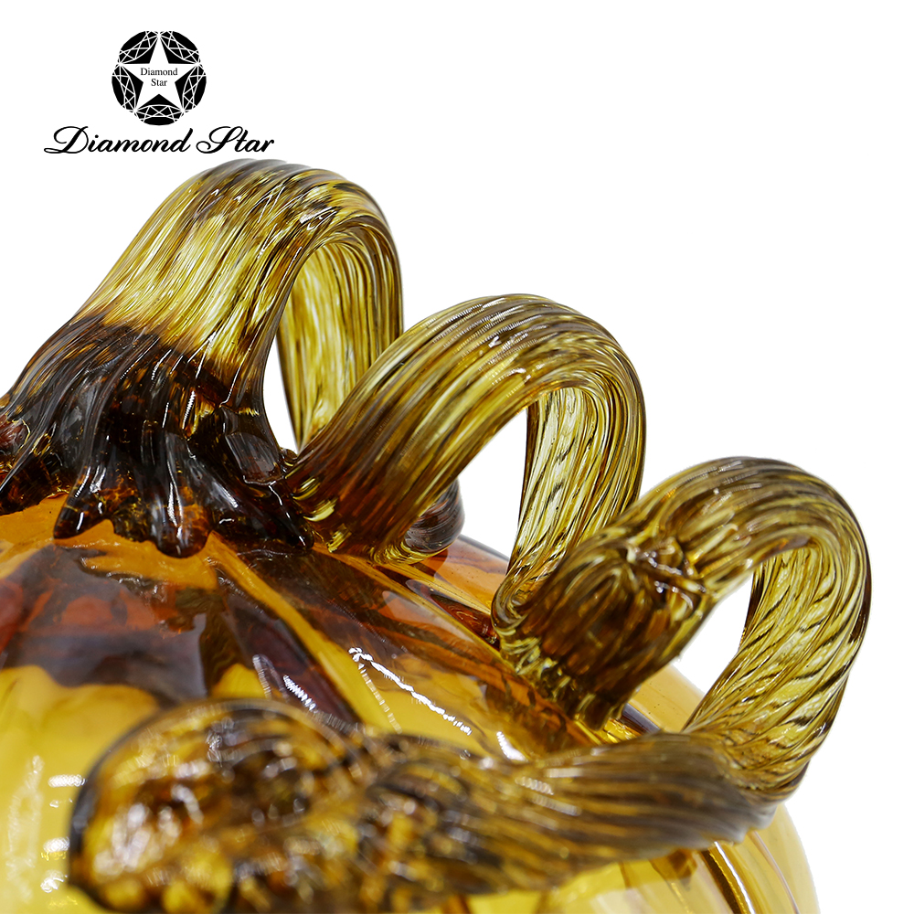 79515	 L5.9"W5.9"H9.1" - GLASS PUMPKIN WITH CURLY STEM
