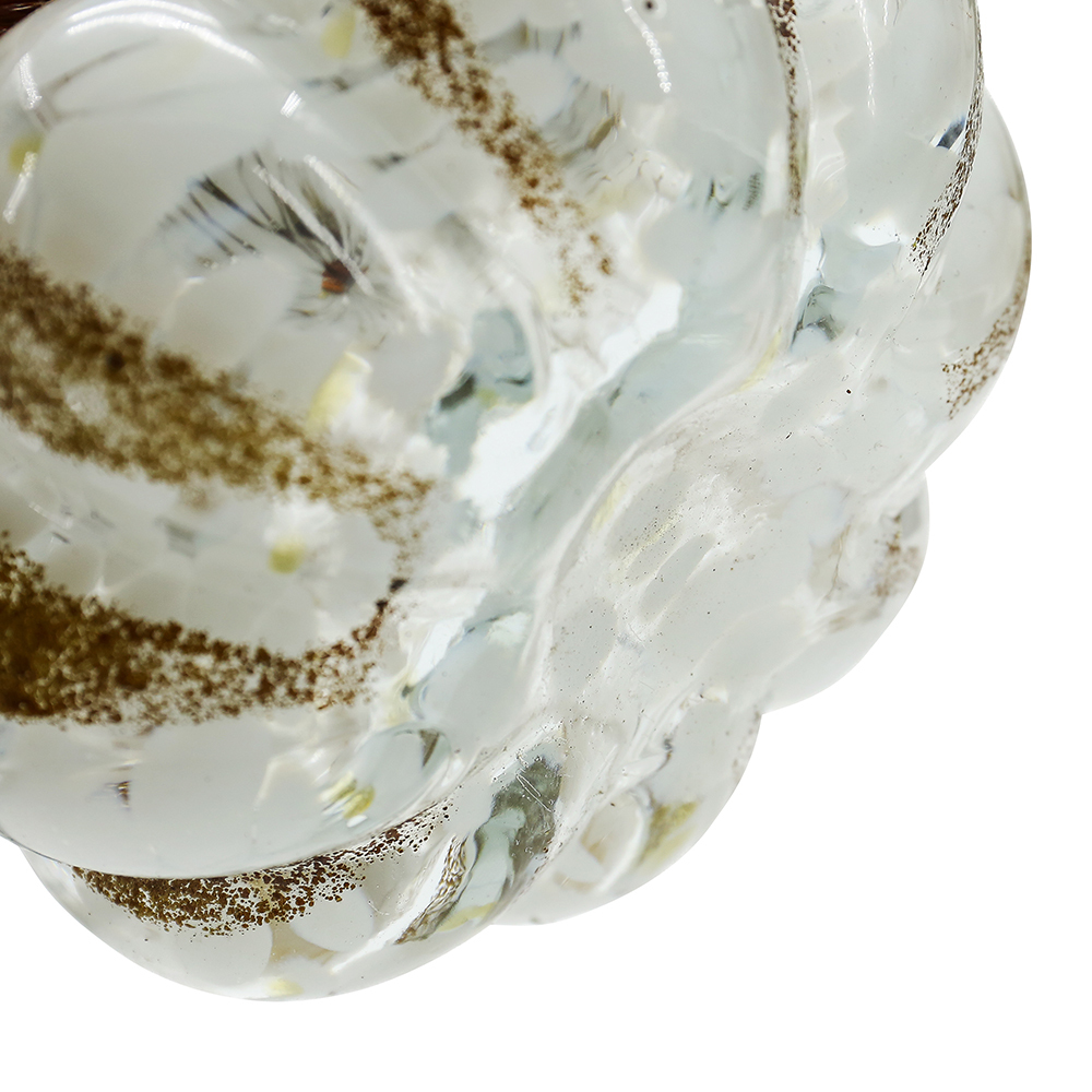 49502-1	 D5"H4.5" - GLASS PUMPKIN WITH CURLY STEM