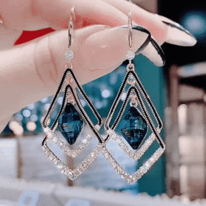 Rhombus Sapphire Earrings-Jolura