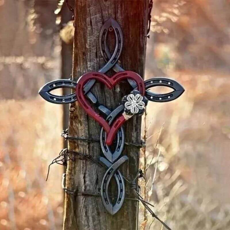 Natural Horseshoe Cross With Heart-Jolura