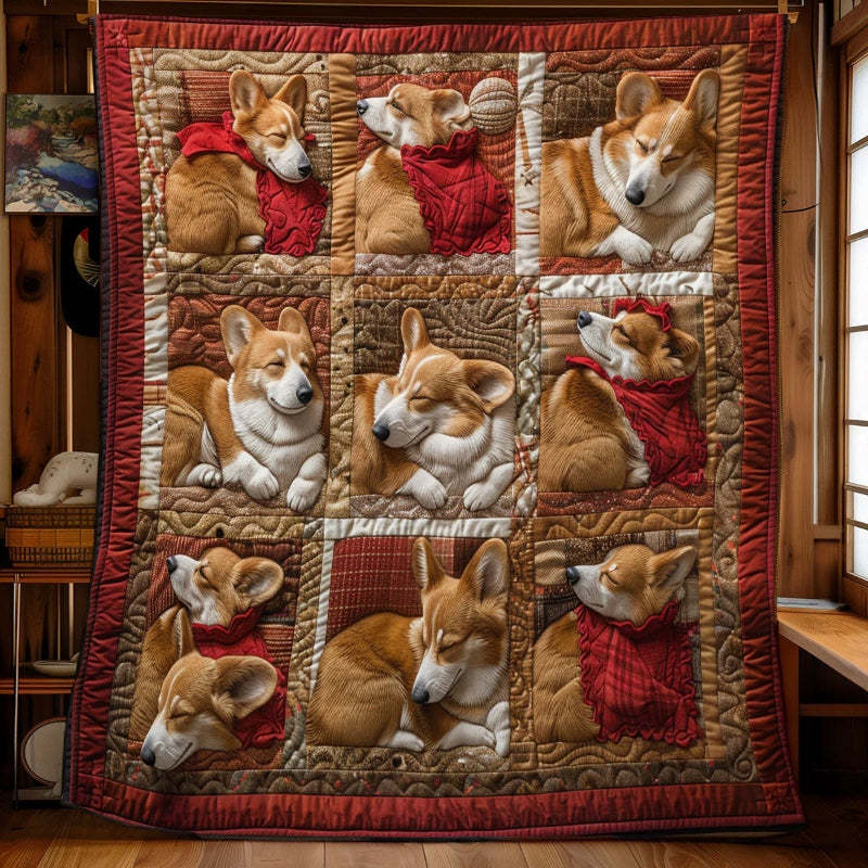 Happy Corgi Sleeping Blanket - D255 - Premium Blanket-Jolura