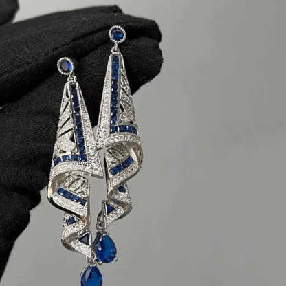 Vintage Gemstone Art Earrings - 925 Silver-Jolura