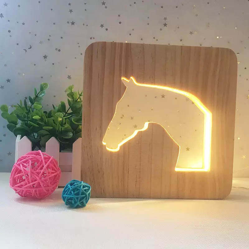 Horse Head Wooden Decorative Light-Jolura