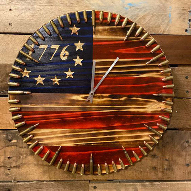 Handmade Patriotic Flag Bullet Clock-Jolura