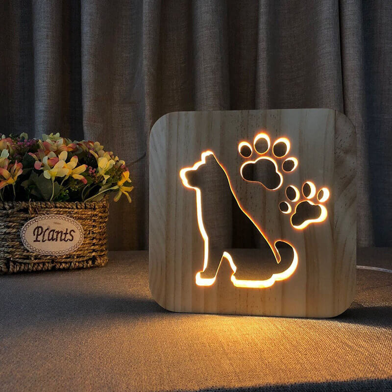 Dog Wooden Decorative Light-Jolura