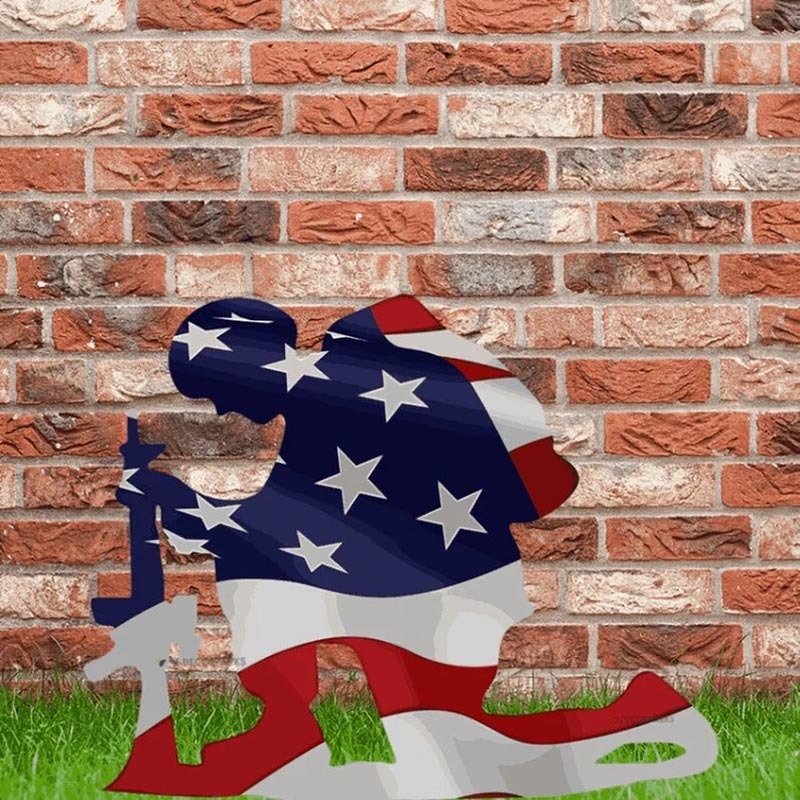 Memorial Metal Plaque For Soldiers - American Flag-Jolura