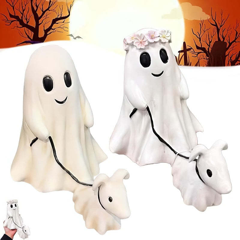 Halloween Ghost Walking Dog Statue-Jolura