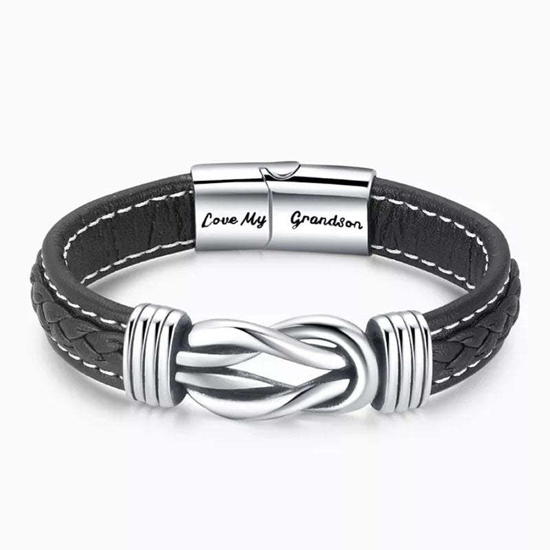 Forever Linked Together Braided Leather Bracelet - Love My Grandson