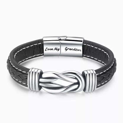 Forever Linked Together Braided Leather Bracelet - Love My Grandson