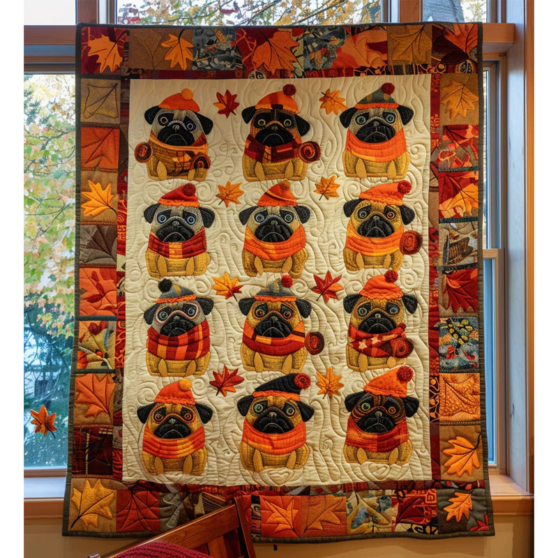 Autumn Vibe Pugs Blanket - D241 - Premium Blanket-Jolura