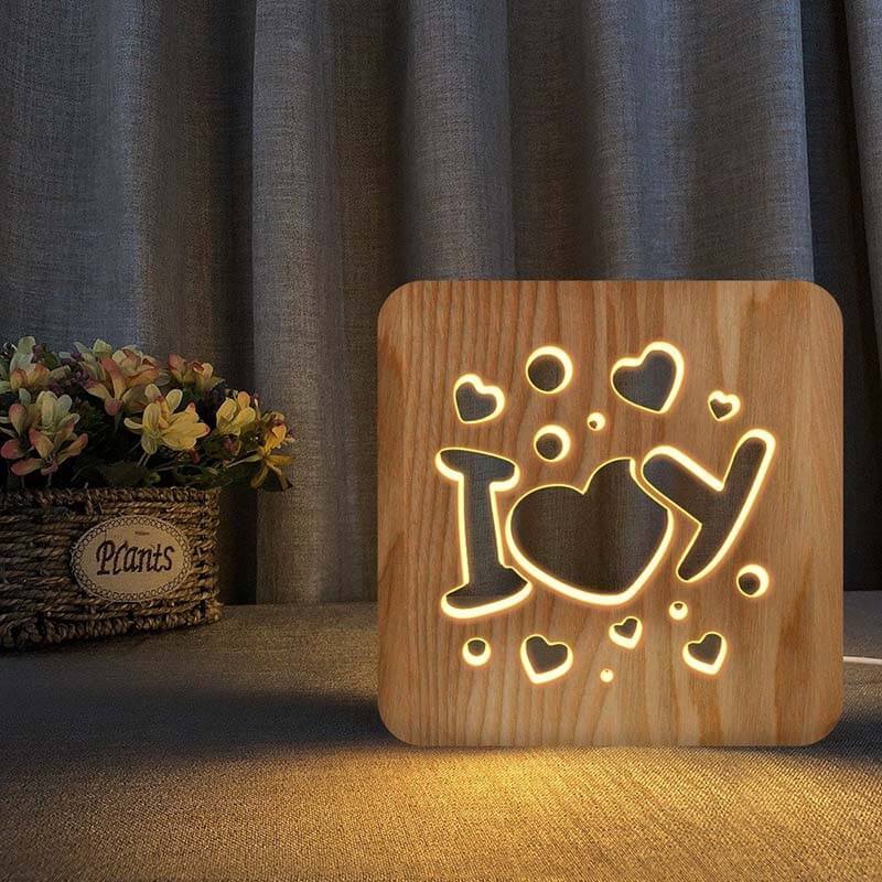 I Love You Wooden Decorative Light-Jolura