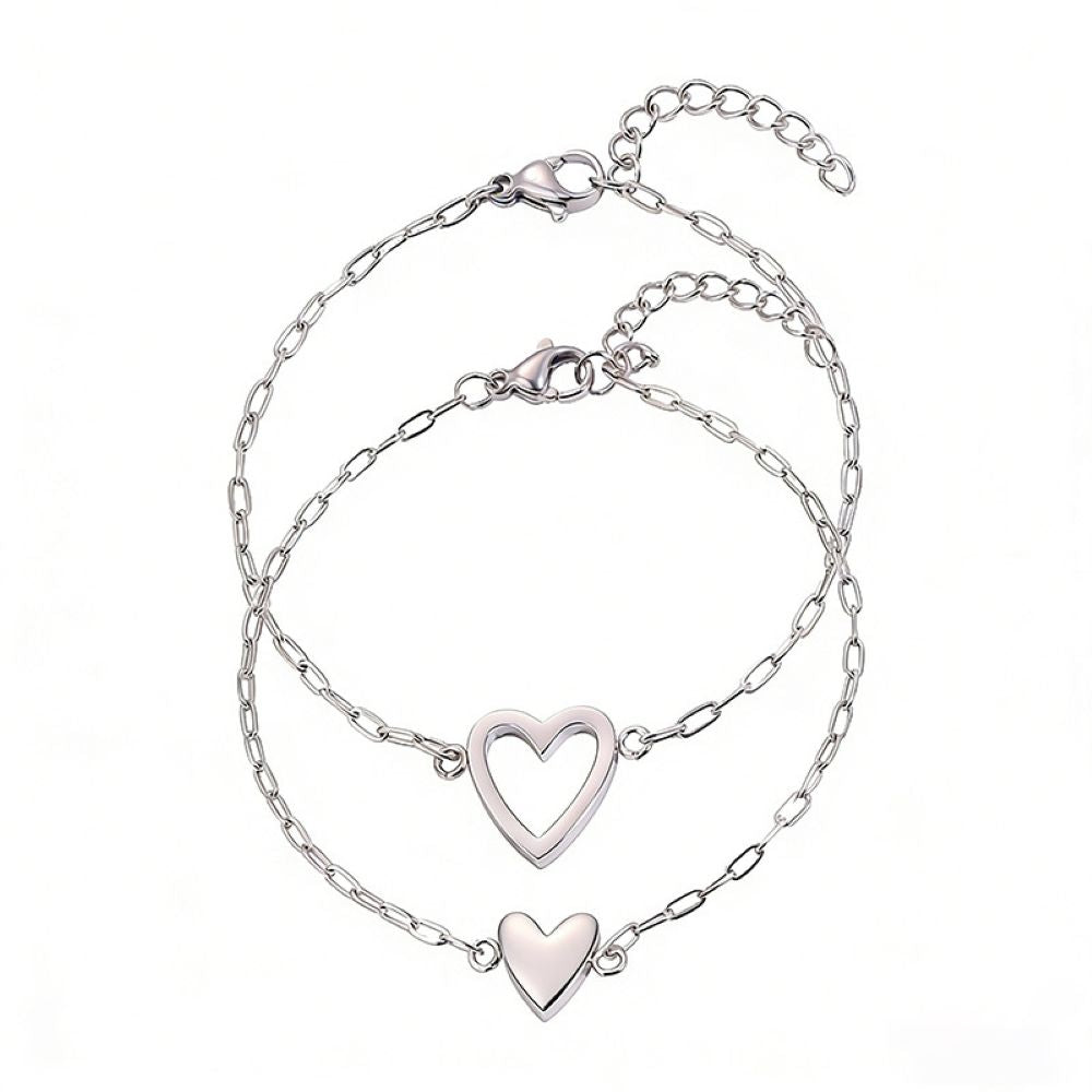 14K Gold Plated Adjustable Matching Bracelets for Women – Heart Charm and BFF Friendship Styles