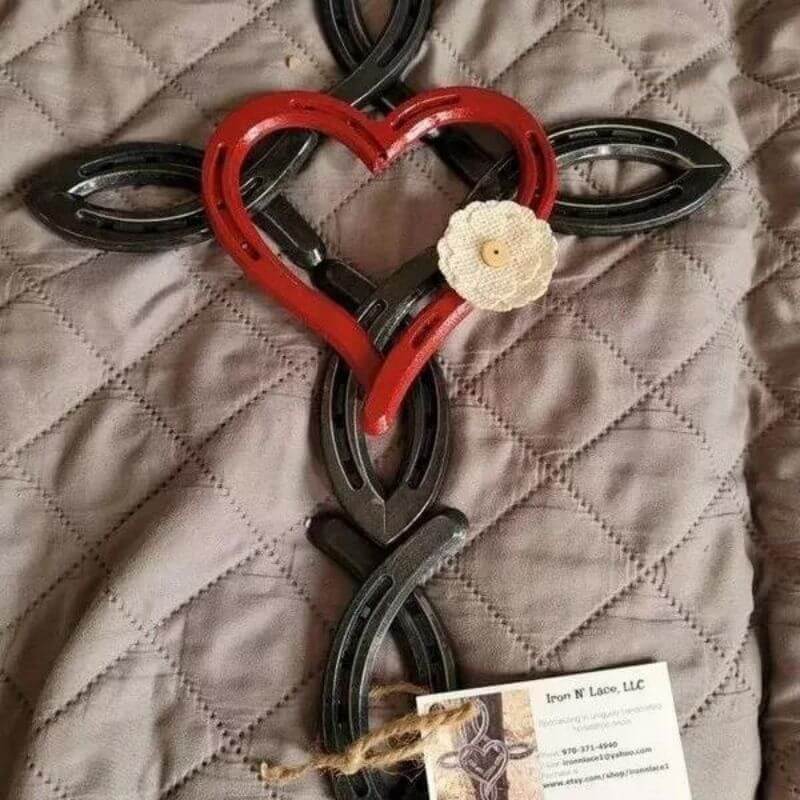 Natural Horseshoe Cross With Heart-Jolura