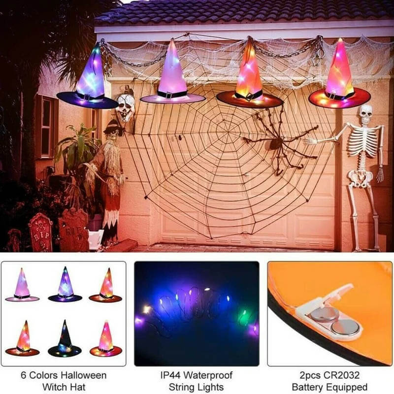 Glowing Witch Hat Decorations - 2 in 1 Hanging/Wearable-Jolura