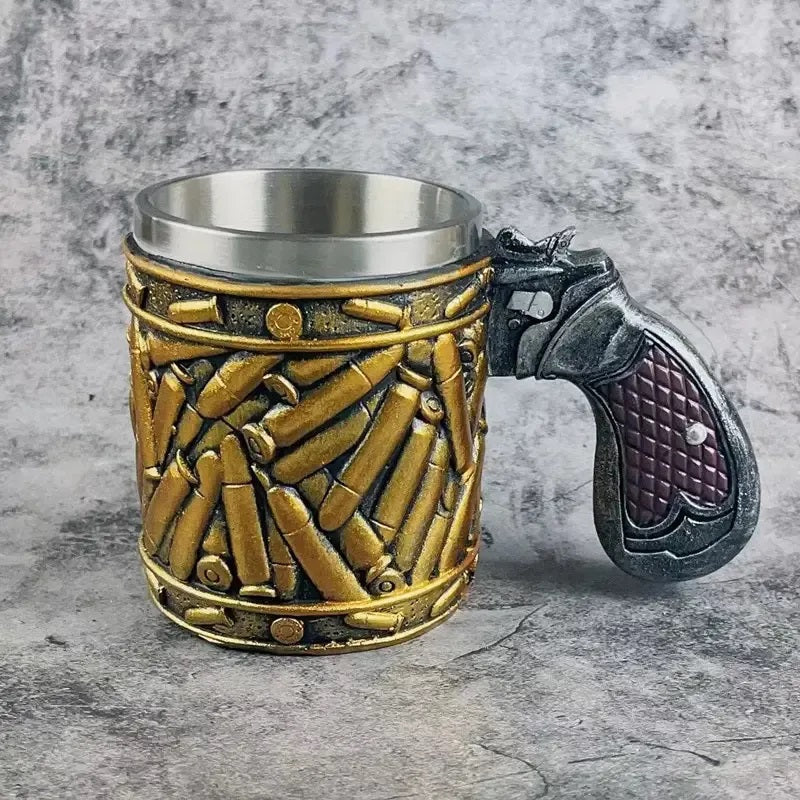 Stainless Steel Bullet Pattern Beer Mug-Jolura