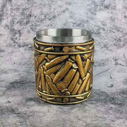 Stainless Steel Bullet Pattern Beer Mug-Jolura