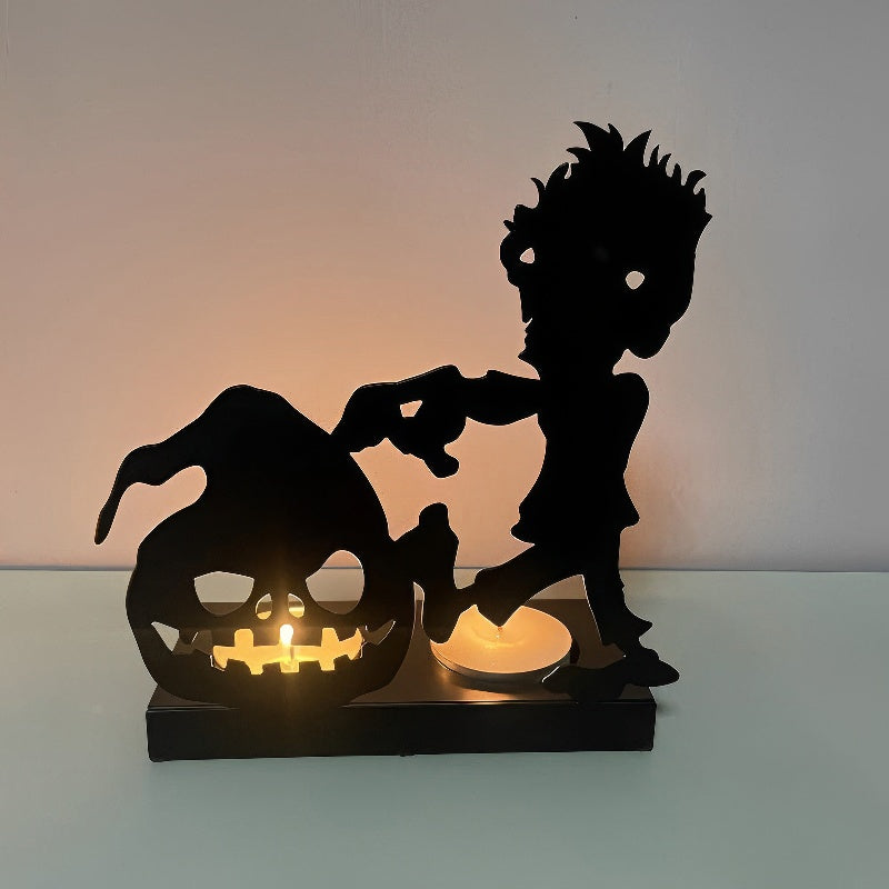 Little Ghost and Pumpkin Metal Candle Holder MD015-Jolura