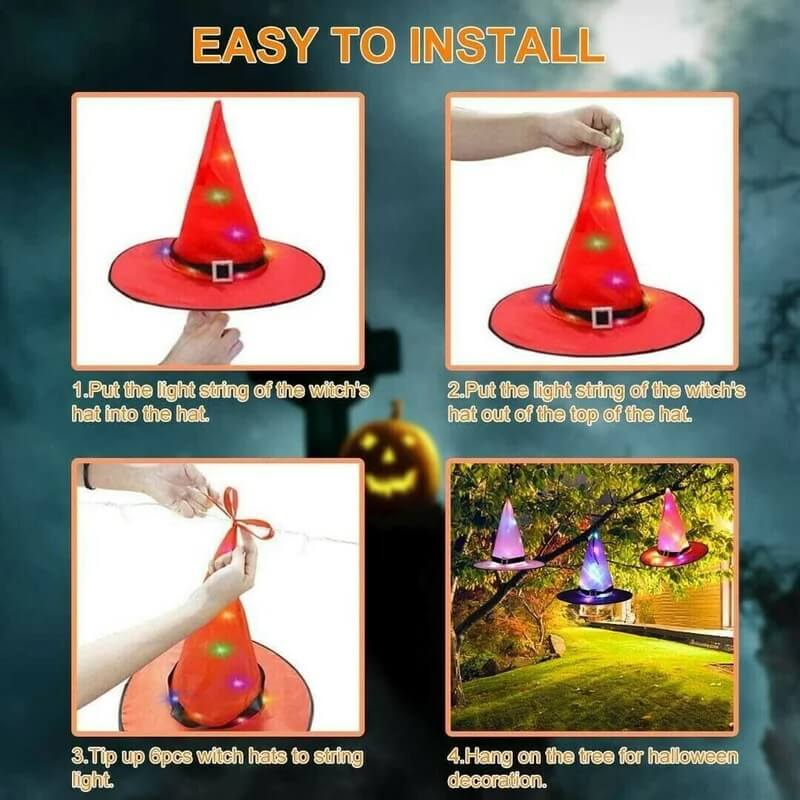 Glowing Witch Hat Decorations - 2 in 1 Hanging/Wearable-Jolura