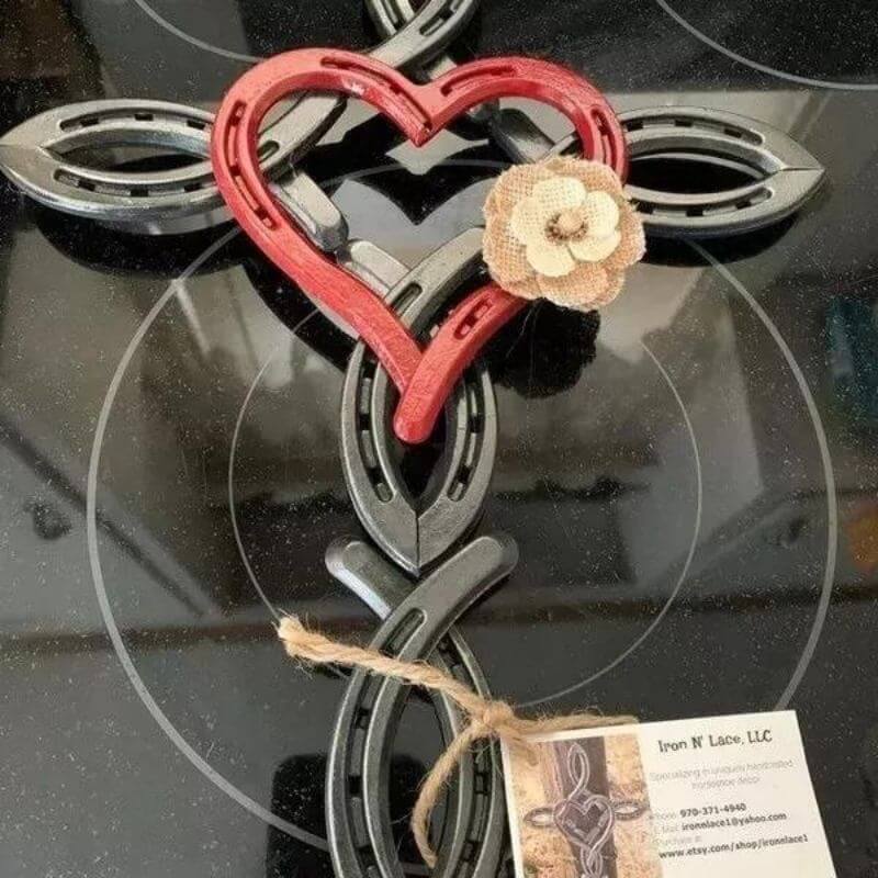 Natural Horseshoe Cross With Heart-Jolura