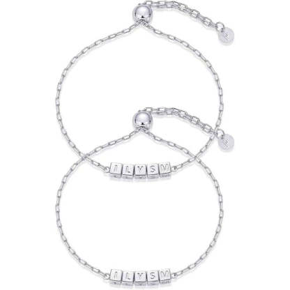 14K Gold Plated Adjustable Matching Bracelets for Women – Heart Charm and BFF Friendship Styles