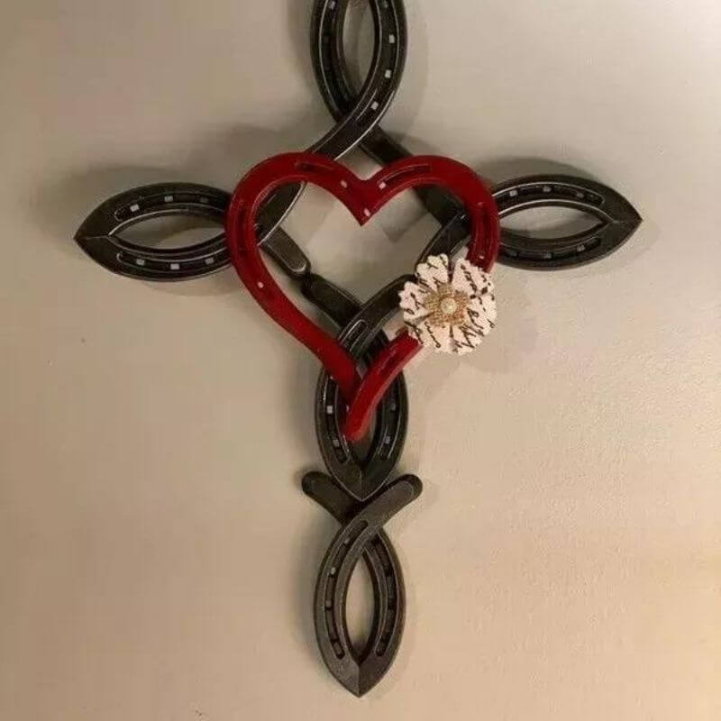 Natural Horseshoe Cross With Heart-Jolura