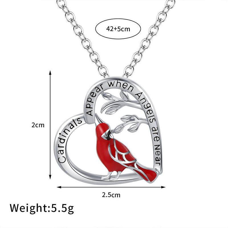 Cardinal Heart Pendant Necklace-Jolura