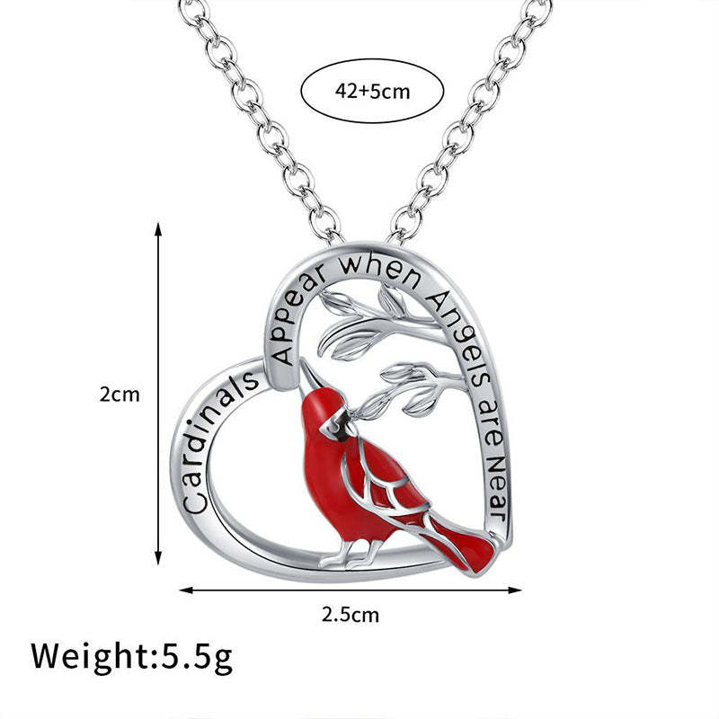 Cardinal Heart Pendant Necklace-Jolura