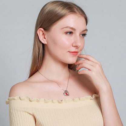 Cardinal Heart Pendant Necklace-Jolura