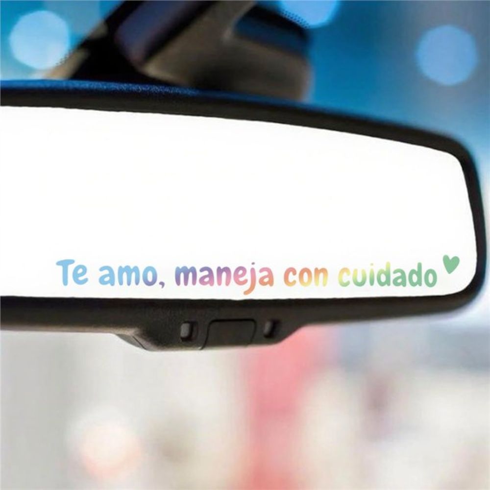 "Te Amo Maneja Con Cuidado" Car Mirror Decal Set – Cute Reflective Vinyl Stickers