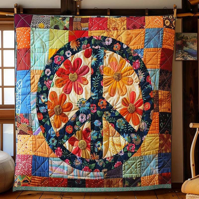 Trippy Hippie Sign Blanket - D250 - Premium Blanket-Jolura