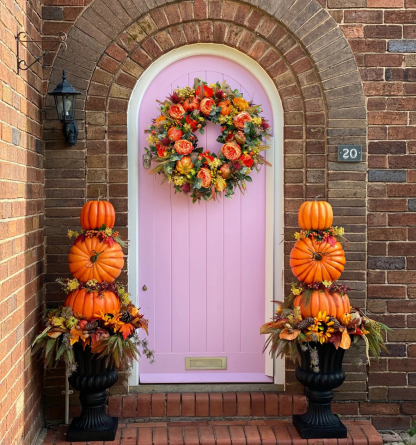 Fall Peony And Pumpkin Wreath - Year Round Wreath-Jolura