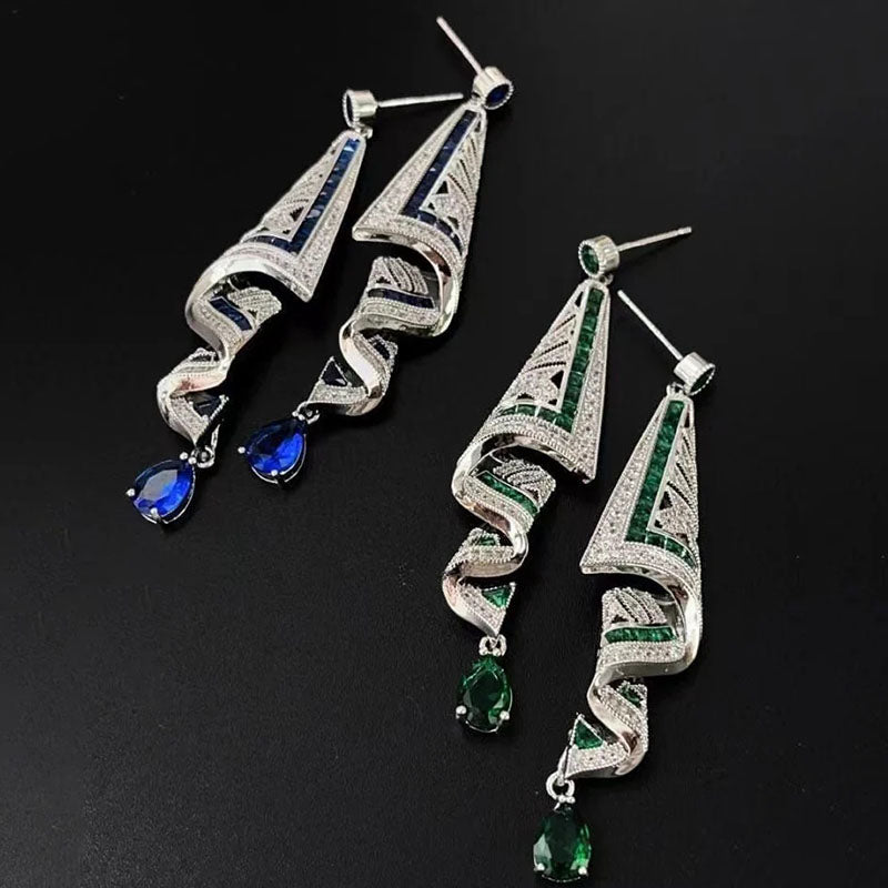 Vintage Gemstone Art Earrings - 925 Silver-Jolura