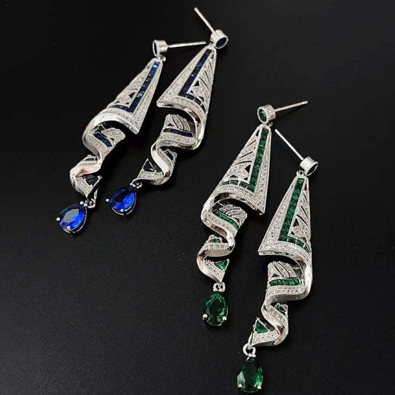 Vintage Gemstone Art Earrings - 925 Silver-Jolura