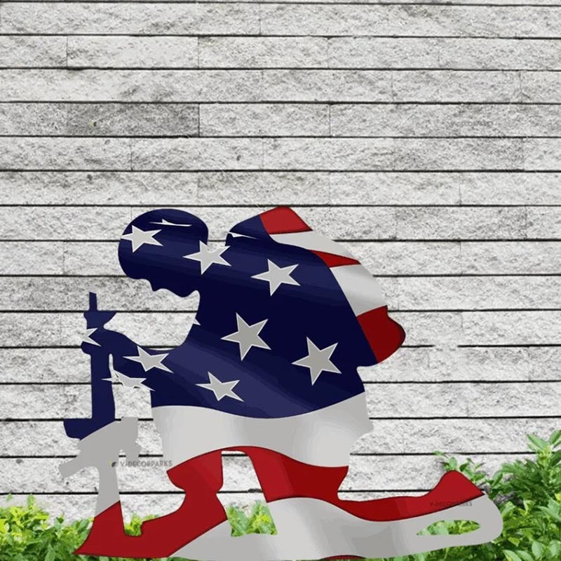 Memorial Metal Plaque For Soldiers - American Flag-Jolura