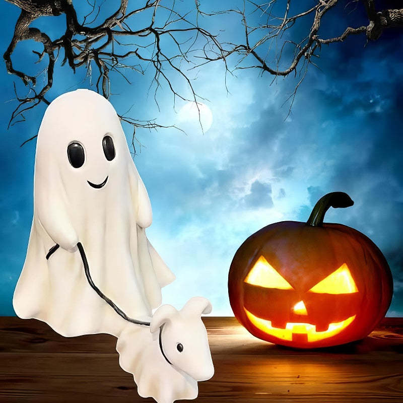 Halloween Ghost Walking Dog Statue-Jolura