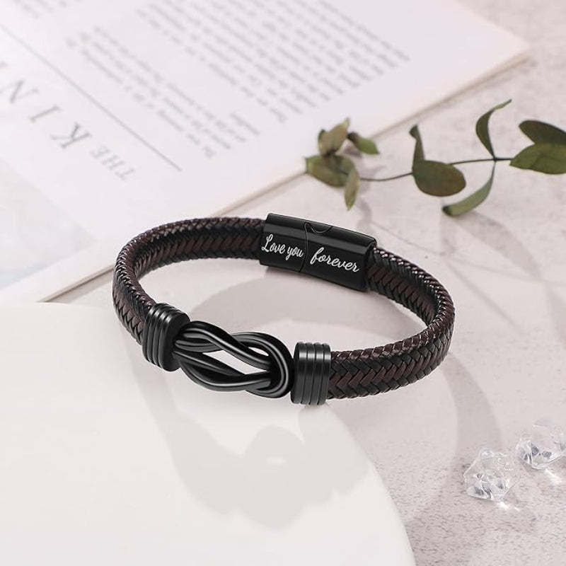 Forever Linked Together Black Braided Leather Bracelet🔗-Jolura