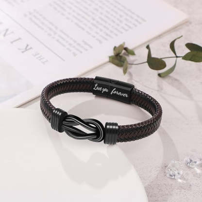 Forever Linked Together Black Braided Leather Bracelet🔗-Jolura