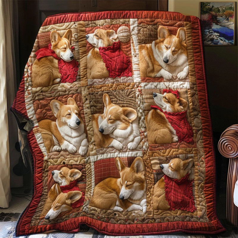 Happy Corgi Sleeping Blanket - D255 - Premium Blanket-Jolura