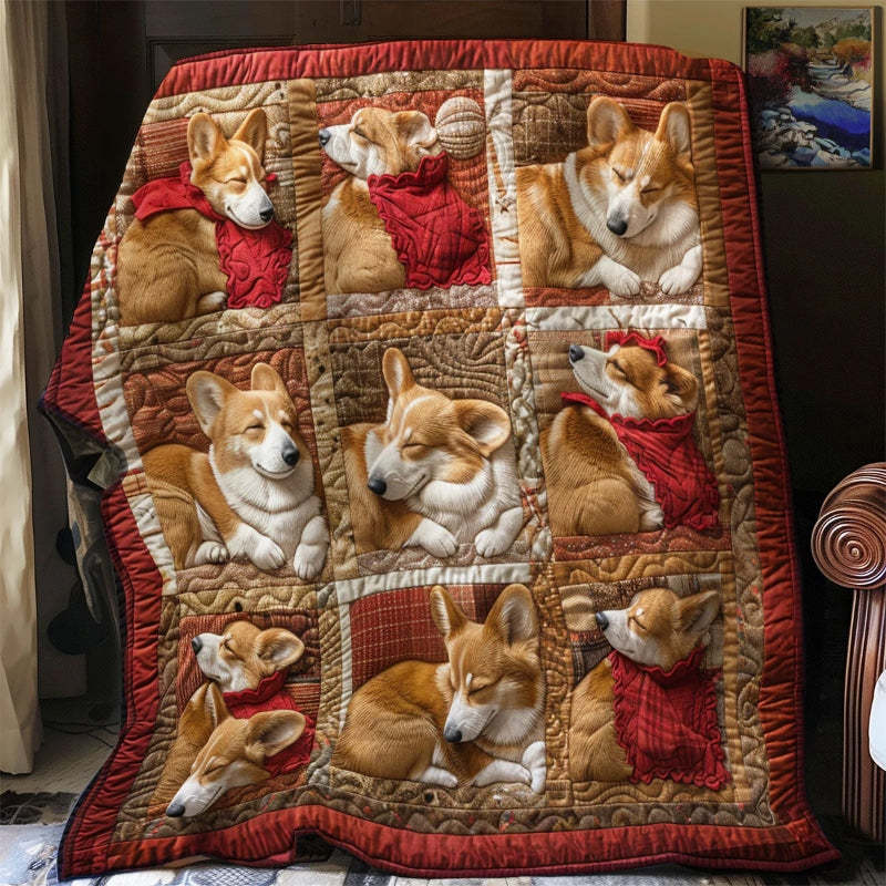 Happy Corgi Sleeping Blanket - D255 - Premium Blanket-Jolura