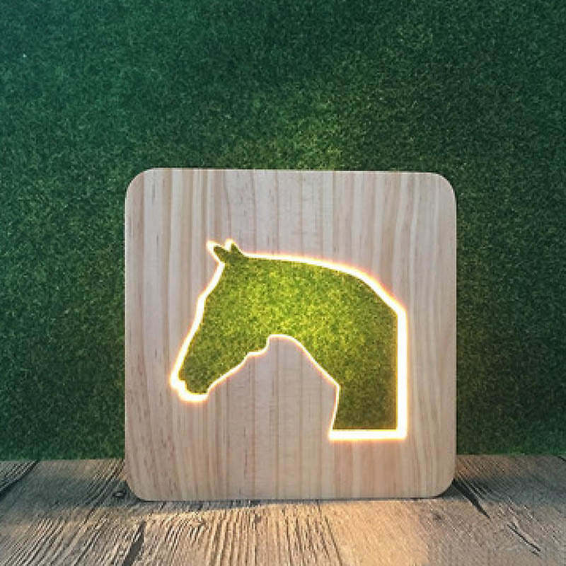 Horse Head Wooden Decorative Light-Jolura