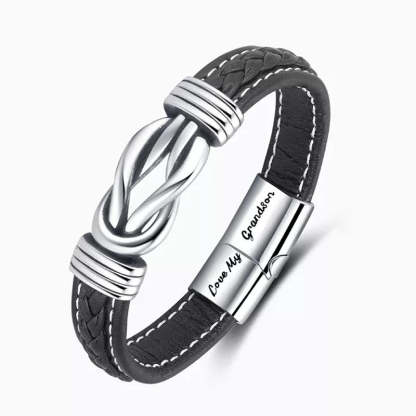 Forever Linked Together Braided Leather Bracelet - Love My Grandson